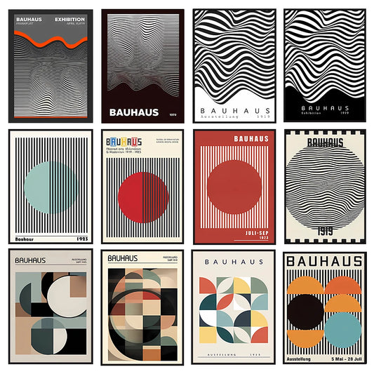 Abstract Bauhaus Geometric Line Art Canvas Wall Art