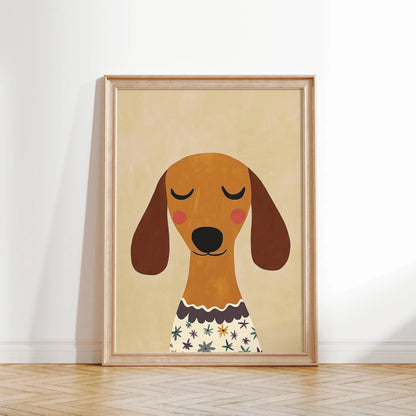 Minimalist Dog Portrait Dachshund Canvas Wall Art