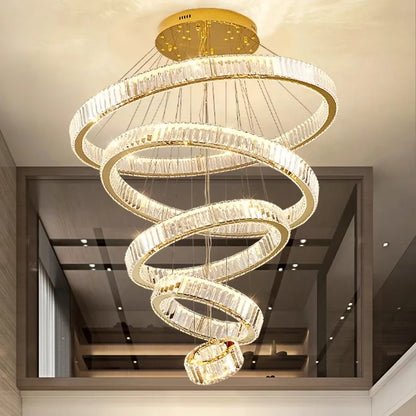 Crystal ring chandelier with an adjustable drop of up to 157.5 in