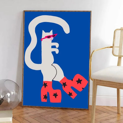 Colorful Cat Interior Canvas Wall Art