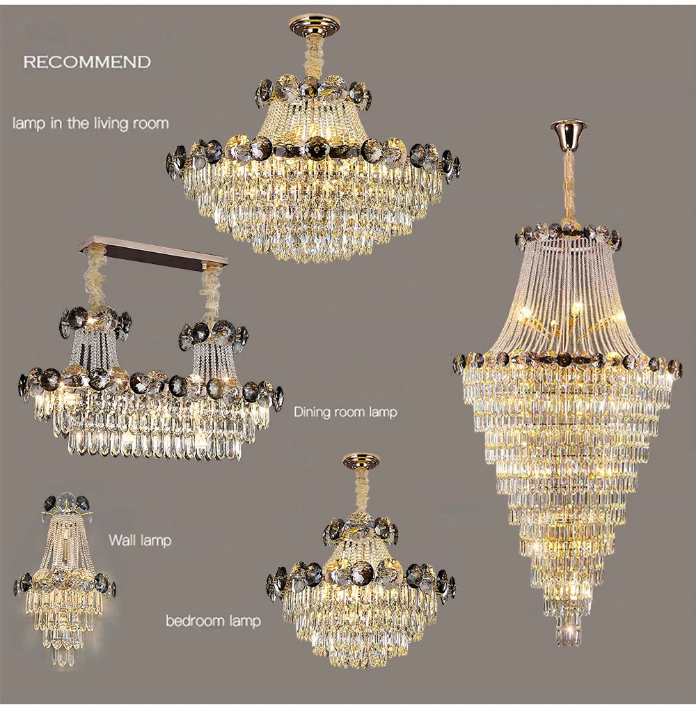 Classical crystal chandelier at 31.5 in (80 cm) in gold plated steel