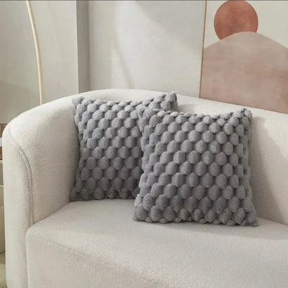 3D Textured Plush Throw Pillow Cover — styling detail
