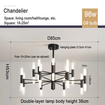 Three color light geometric chandelier in plated gold finish metal