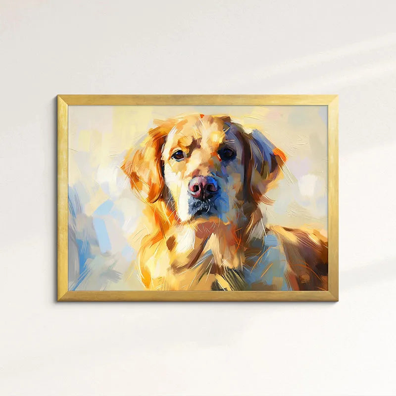 Funny Retro Dog Illustration Canvas Wall Art