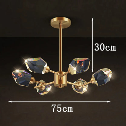 Dimmable linear crystal chandelier with remote control and touch switch
