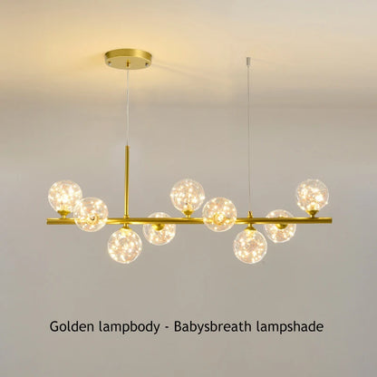 Smoky grey bean chandelier with wrought iron bar and glass shades