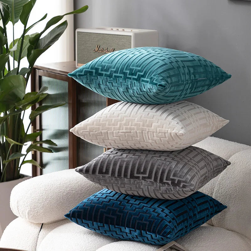 Geometric Velvet Throw Pillow Cover