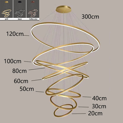 Coffee color acrylic ring chandelier rated for 90 to 260V operation