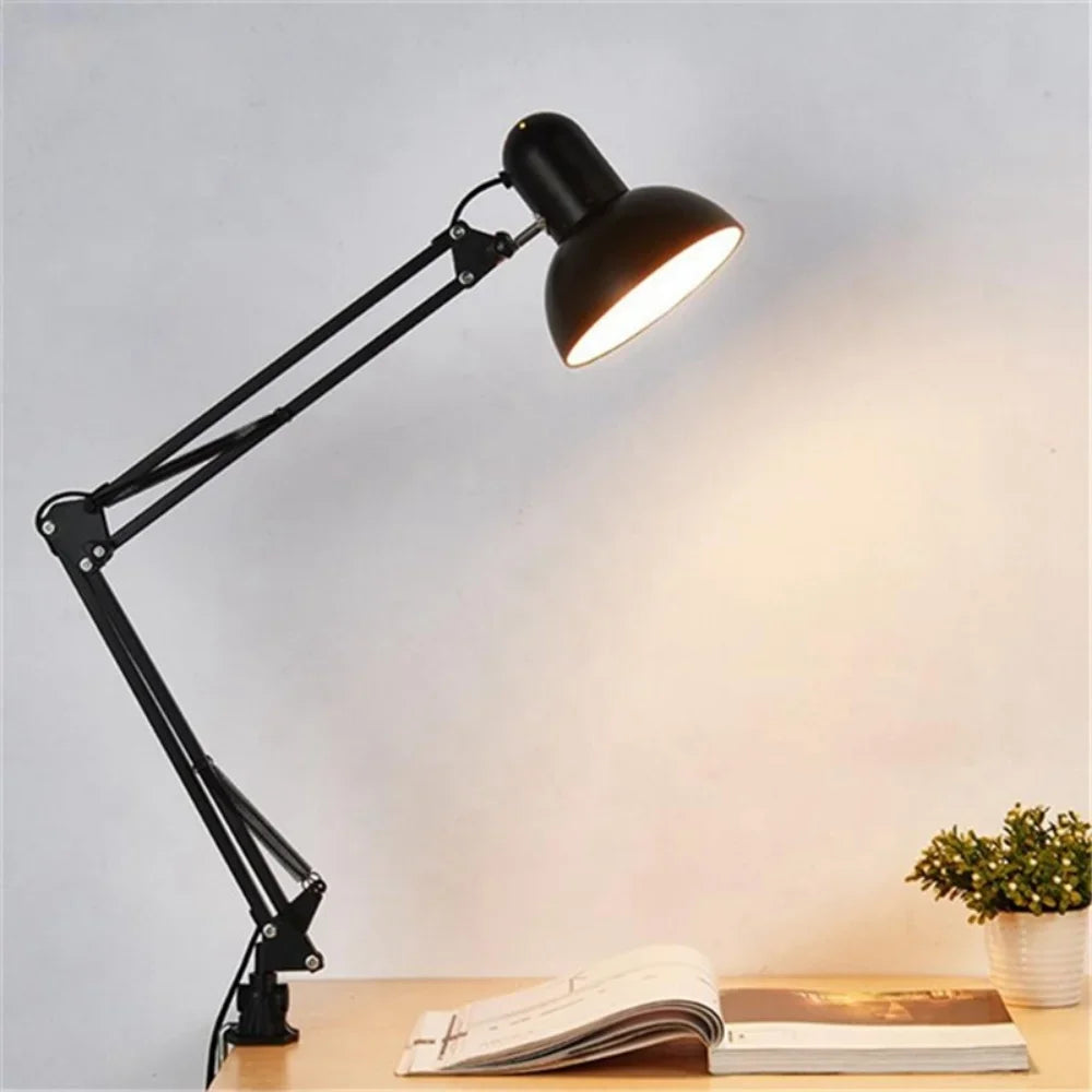 Metal architect desk lamp folded compact position side profile