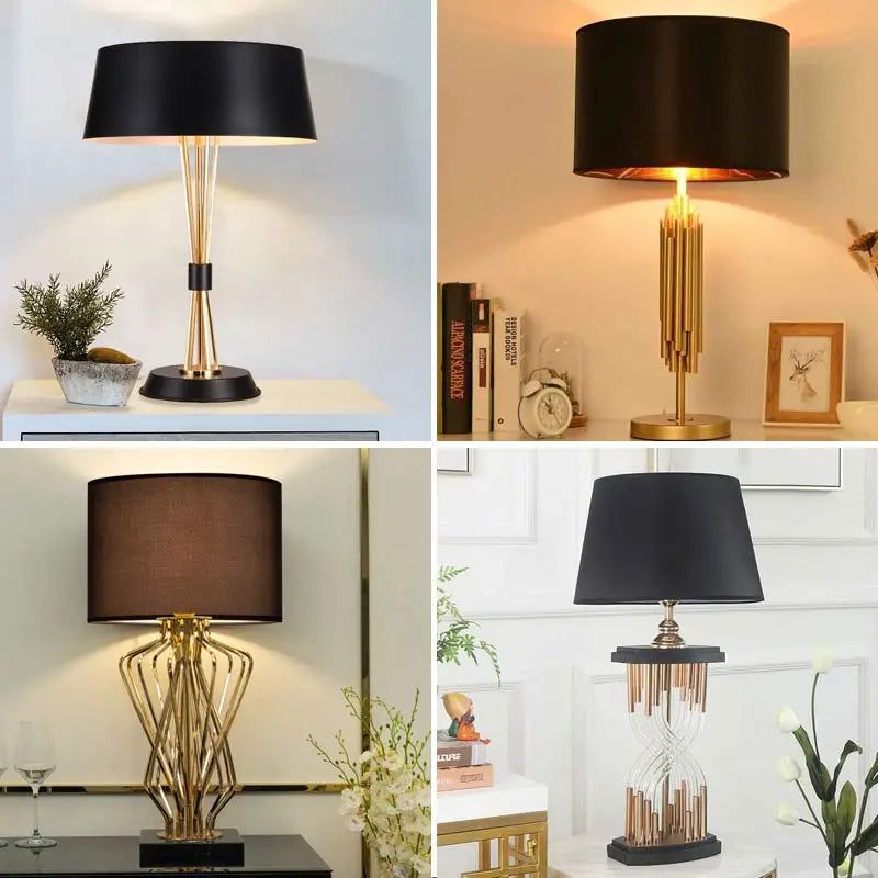 Nordic bedside lamp black frame side profile showing full silhouette
