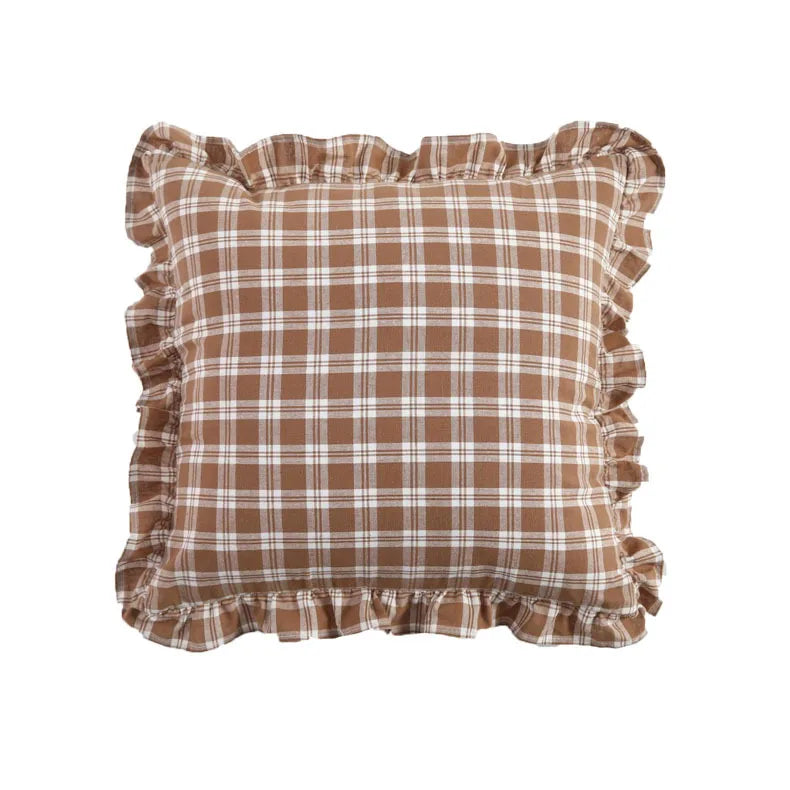 French Ruffle Cotton Pillow Cover — styling detail