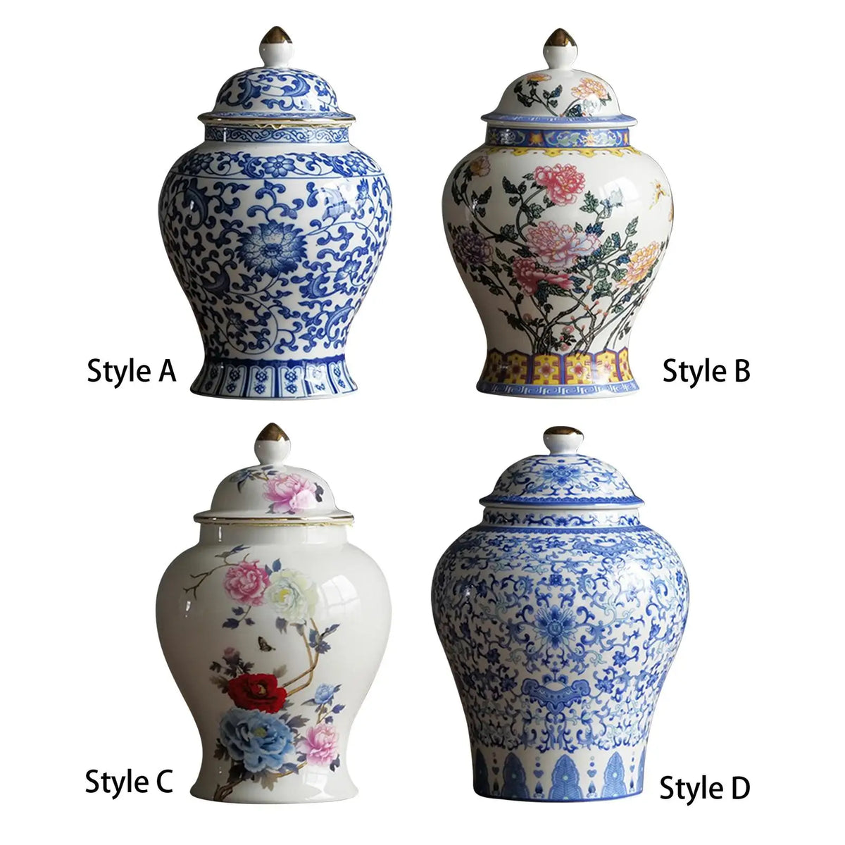 Chinese oriental style ceramic ginger jar in blue glaze