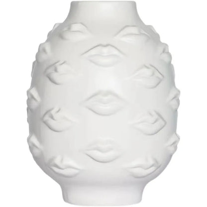 3D lip white pottery vase dry flower insert modern décor