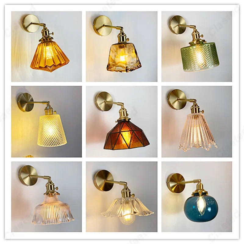 glass wall sconce, front view on white background