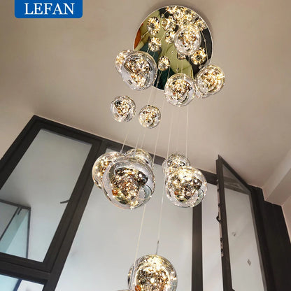 Globe chandelier with 24 glass balls on a 31.5 in diameter iron frame