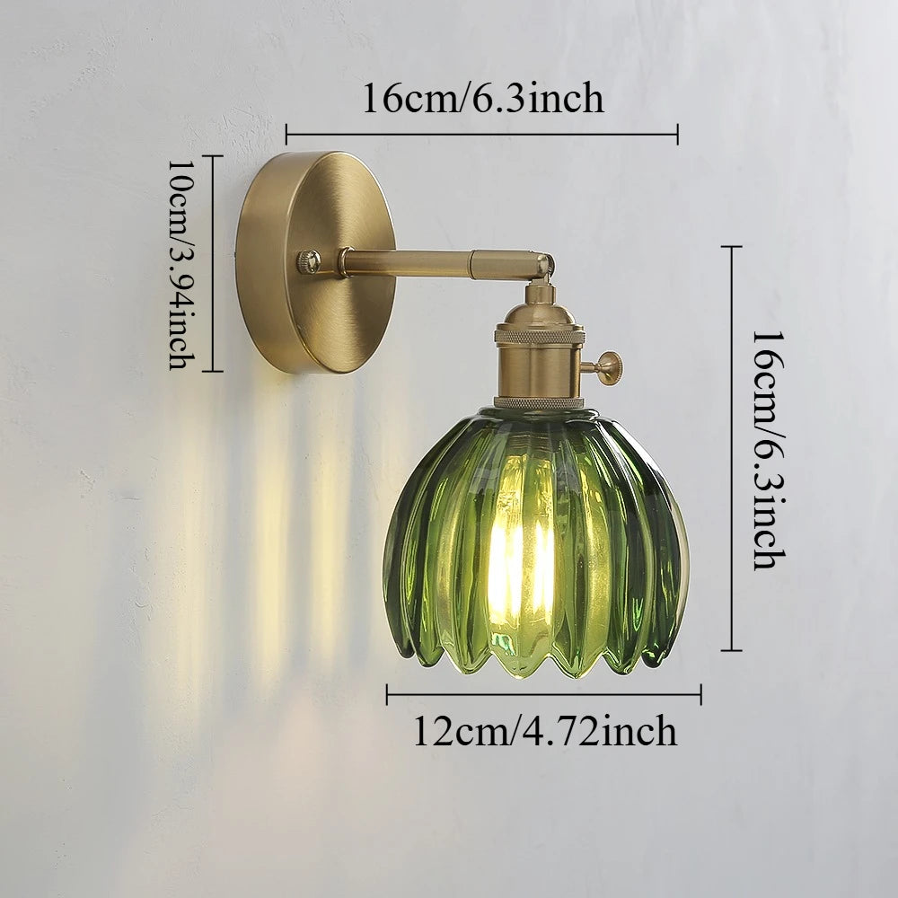 Nordic Green Tulip Glass Wall Sconce