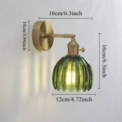 Nordic Green Tulip Glass Wall Sconce