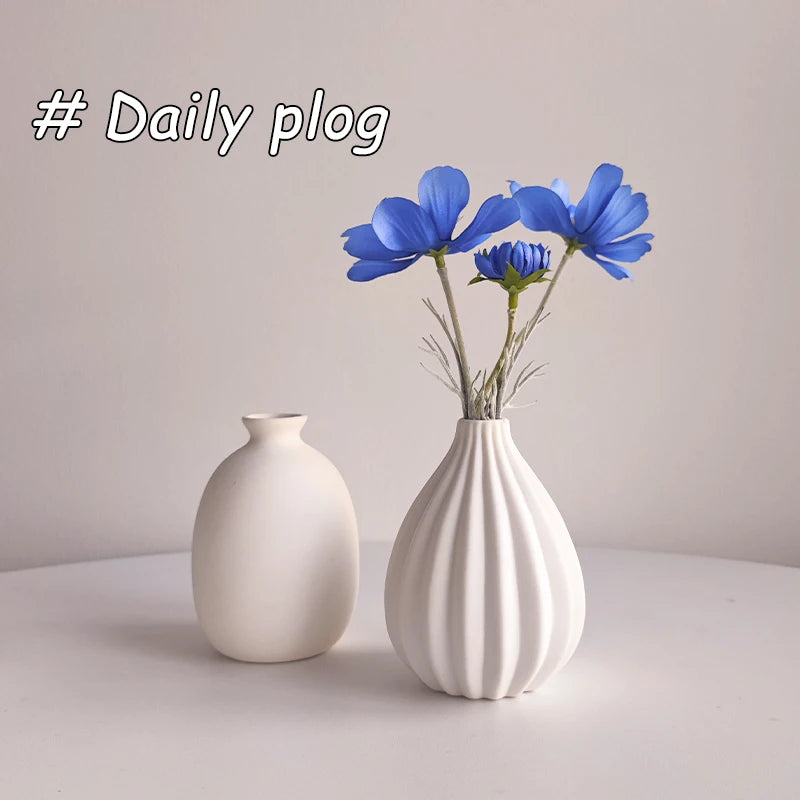 Modern white ceramic vase collection multiple style variants