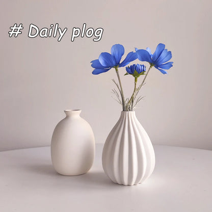 Modern white ceramic vase collection multiple style variants