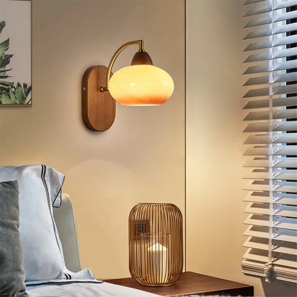 glass wall sconce, installed in a room interior setting
