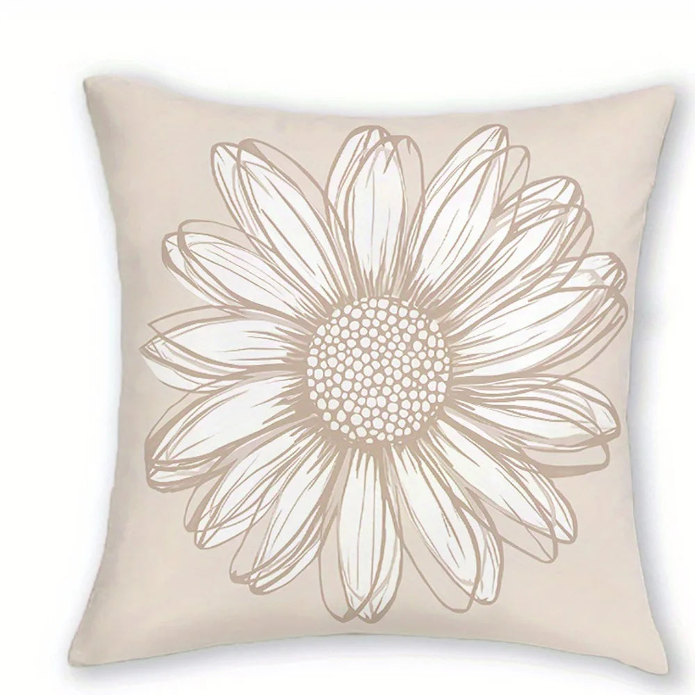 Floral Print Plush Throw Pillow Cover — styling detail