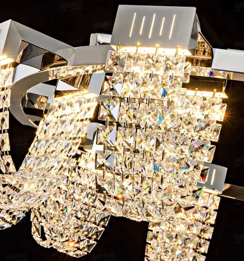 Black crystal chandelier measuring 37.4 in (95 cm) in diameter