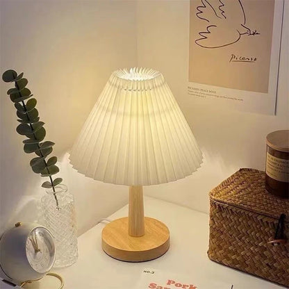 Nordic pleated table lamp white 3 colour USB foldable bedroom glow