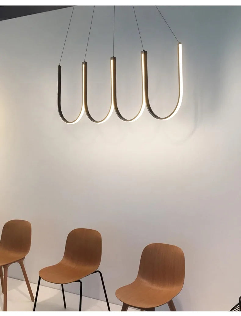 U bar chandelier at 35.4 in diameter with three color light settings