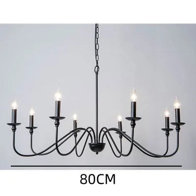 Retro gold chandelier with eight bare arms and 90 to 260V operation