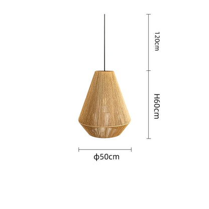 Rattan chandelier profile C at 100 centimetres for a dining area