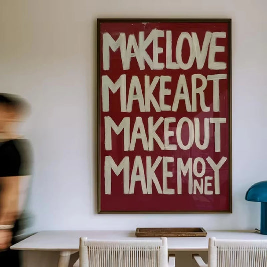 Retro Love Quote Typography Canvas Wall Art Print