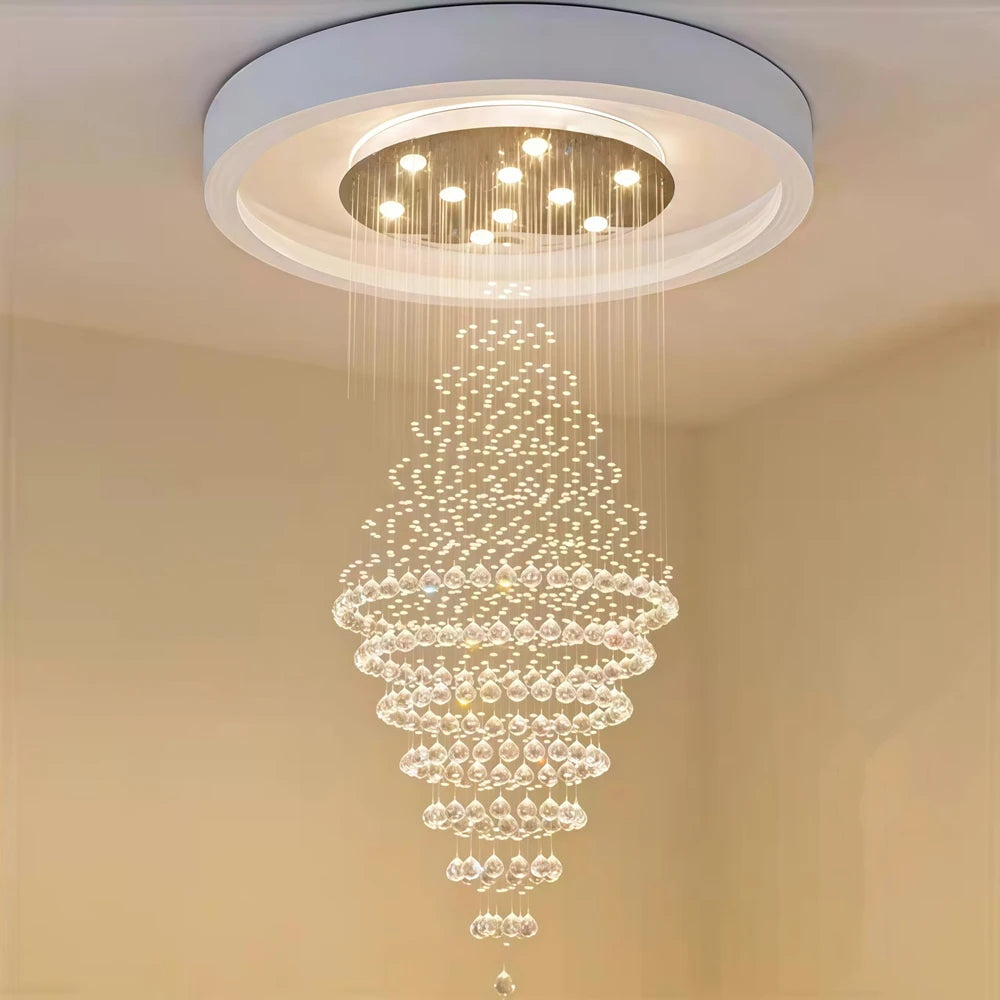 White staircase chandelier, 15.7 inch diameter with a 39.4 inch cord drop