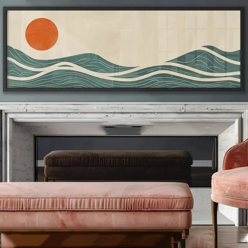 Minimalist Sunset Horizontal Ocean Canvas Wall Art