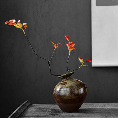 Old-fashioned ceramic small flower pot zen table decoration