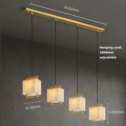 Marble veining detail on the chandelier polished steel fitting