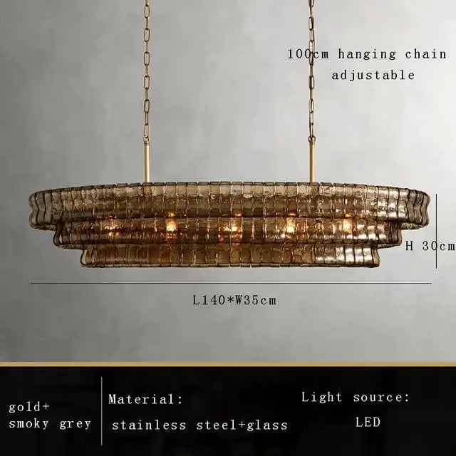 Glass chandelier in natural 4000K to 4500K light with touch switch
