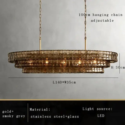 Glass chandelier in natural 4000K to 4500K light with touch switch
