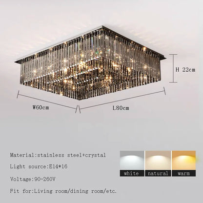 Black crystal ceiling chandelier assembled and mounted, LED bulbs included