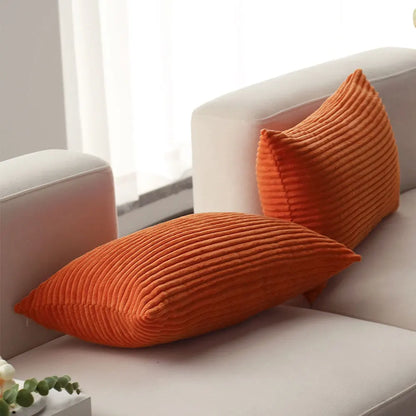Orange Corduroy Lumbar Pillow Cover