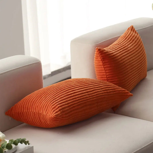 Orange Corduroy Lumbar Pillow Cover