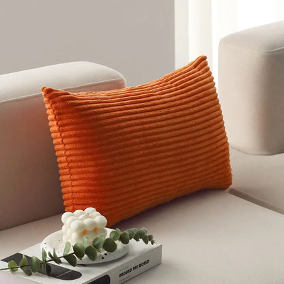 Orange Corduroy Lumbar Pillow Cover — detail