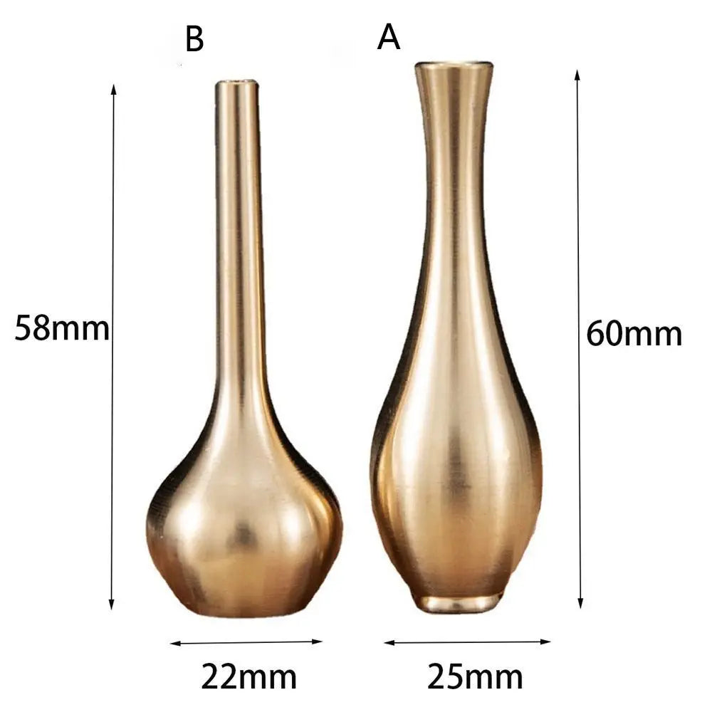 Mini copper antique vase desktop plant ornament living room