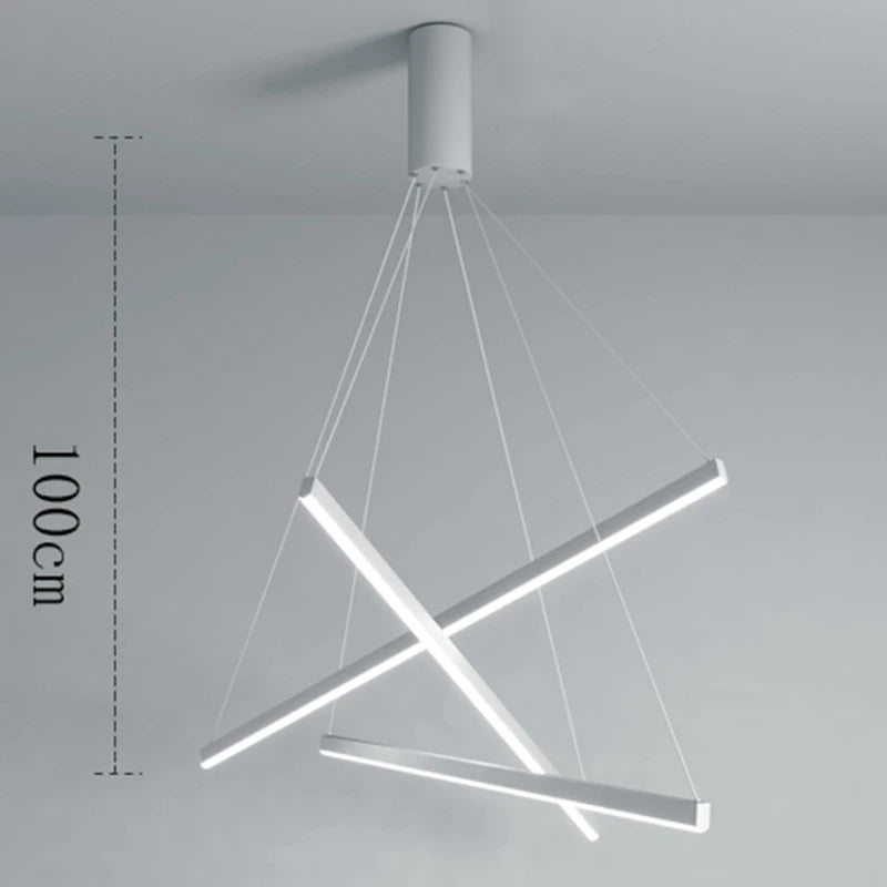 Cord pendant chandelier in white metal needing no assembly, 90 to 260V power