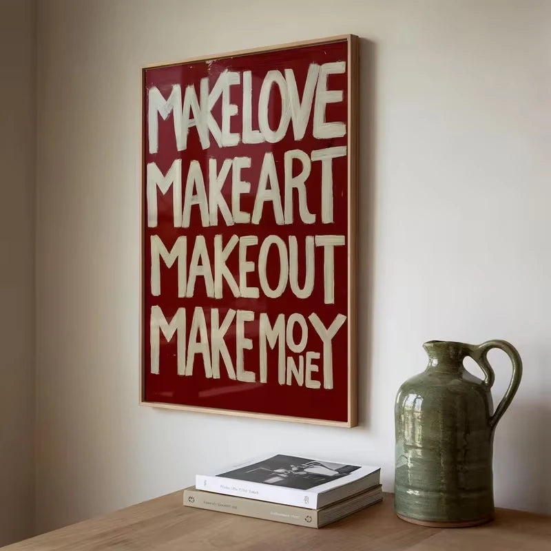 Retro Love Quote Typography Canvas Wall Art Print