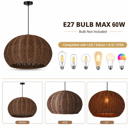 Farmhouse Rattan Globe Pendant
