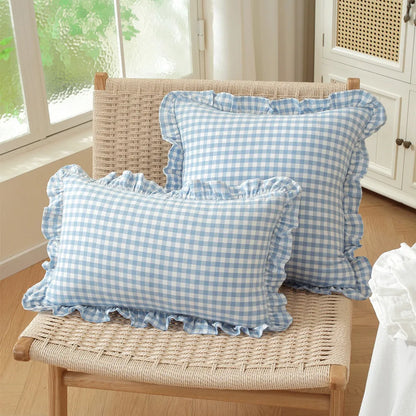 French Ruffle Cotton Pillow Cover — styling detail