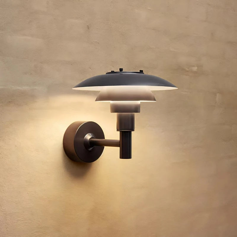 outdoor wall sconce, front view on white background