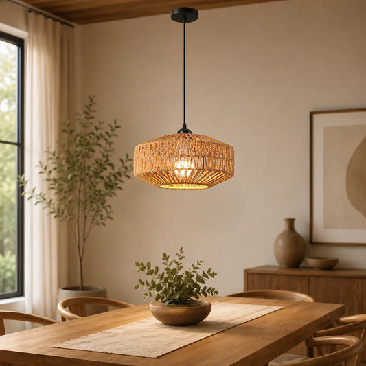 Paper Rope Boho Pendant Light