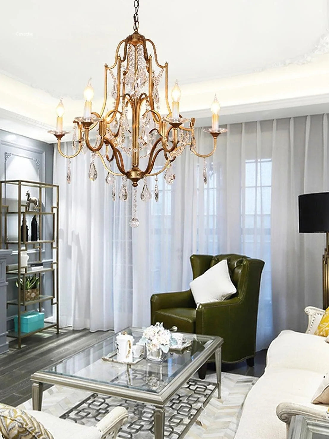 Vintage crystal chandelier at 47.2 in diameter with fifteen lights