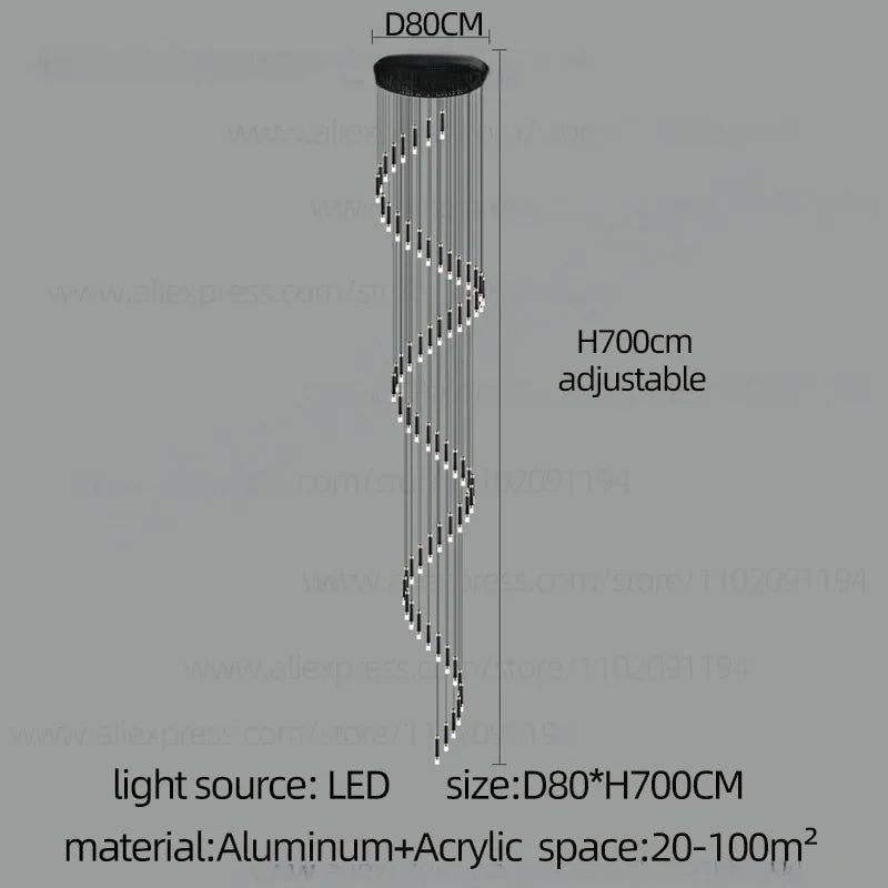 Plated aluminum rod chandelier with remote dimming and 90 to 260V operation
